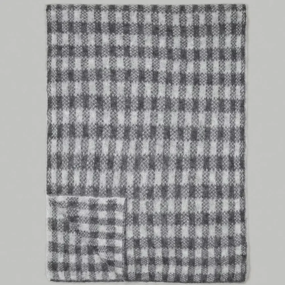 NWT Everlane The Alpaca Patterned Scarf in Gray‎ Check Christmas Gift